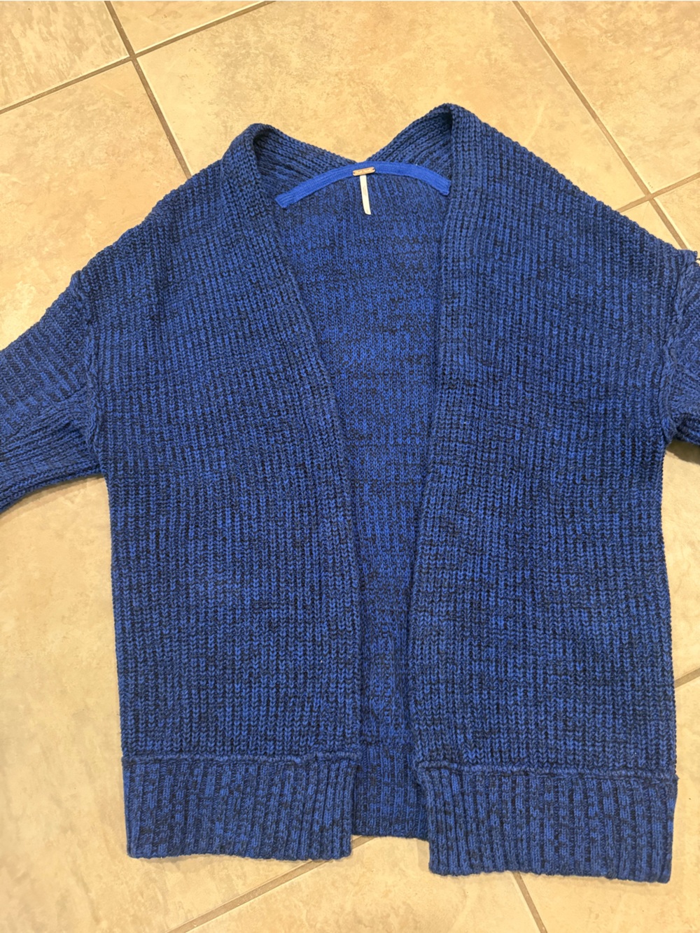 Free People Royal Blue Chunky Open-Front Cardigan